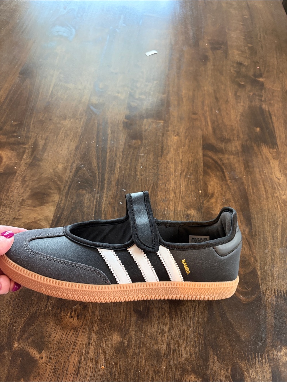 adidas Samba Black White Gum Sole Mary Jane Athletic Shoe - Picture 12 of 13